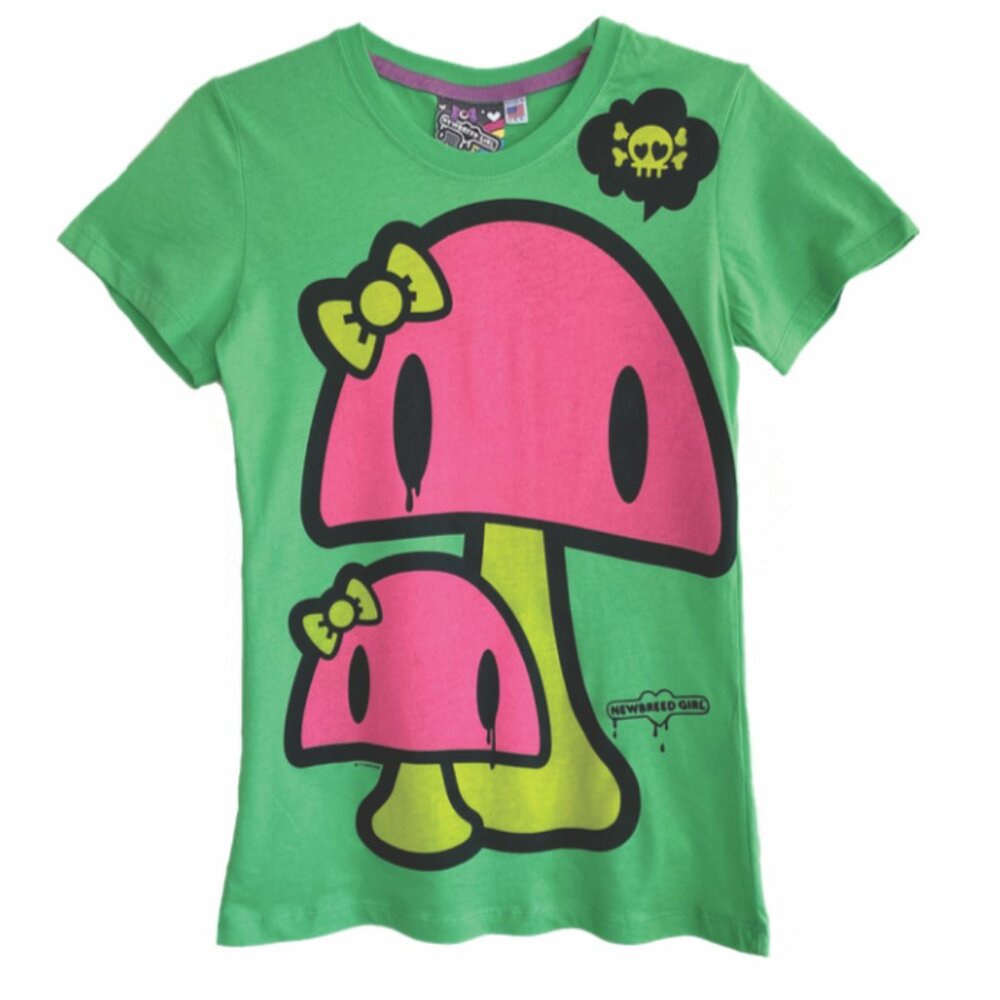 Brand New, NewBreed Girl Authentic Mushi-Mushi T shirt ( slight print flaw)